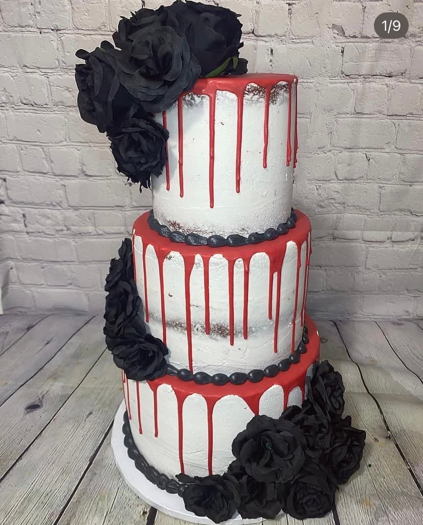 Horror floral cake by Trista's Treats